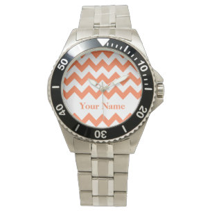 Coral Bold Chevron with monogram Watch