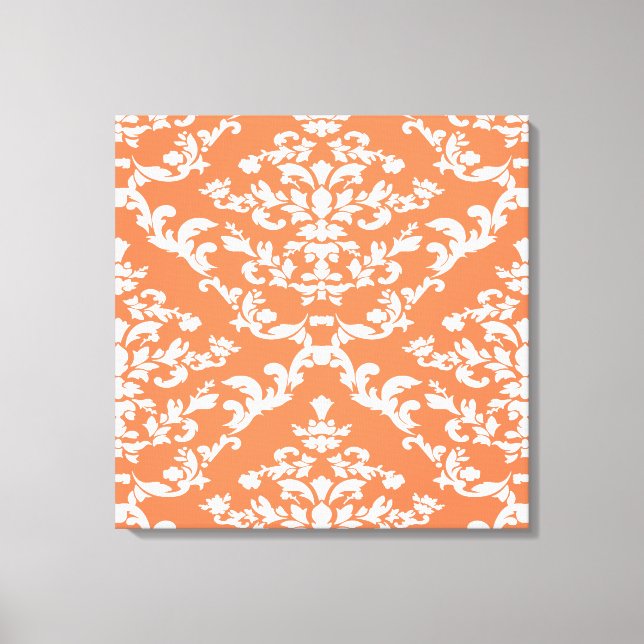 Coral Bold Damask @ Emporiomoffa Canvas Print (Front)