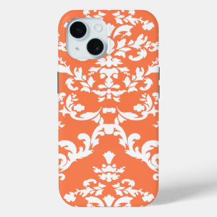 Coral Bold Damask @ Emporiomoffa iPhone 15 Case