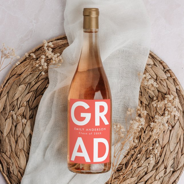 Coral | Bold Grad Graduation Wine Label (Creator Uploaded)