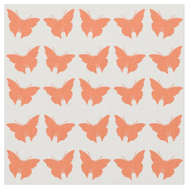 Coral Bold Mod Butterflies Fabric (Close Up)