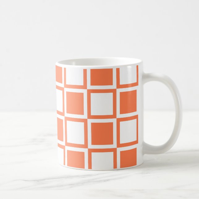 Coral Bold Mod Squares Coffee Mug (Right)