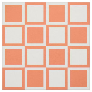 Coral Bold Mod Squares ~ large scale Fabric