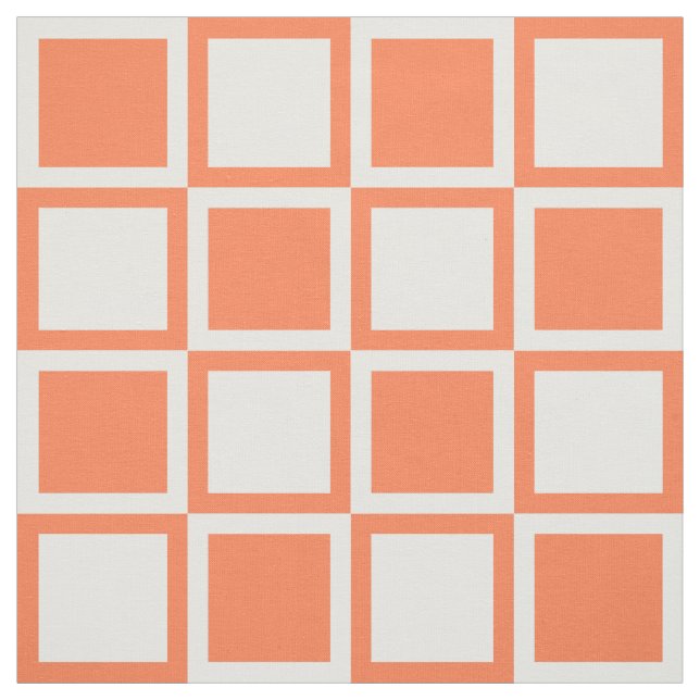 Coral Bold Mod Squares ~ large scale Fabric (Swatch)