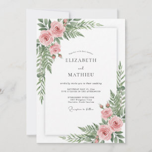 Coral Botanical Flourish Wedding Invitation
