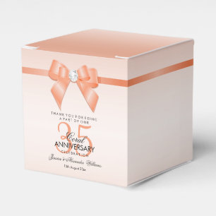 Coral Bow & Ribbon 35th Wedding Anniversary Favour Box