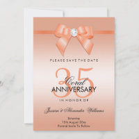 Coral Bow & Ribbon 35th Wedding Anniversary