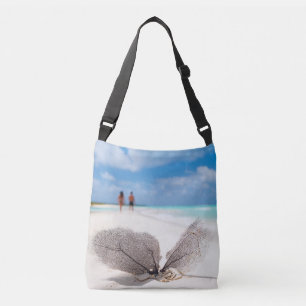 Coral branch at the beach crossbody bag