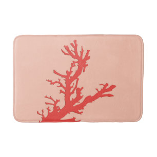 Coral branch - shades of coral orange bath mat