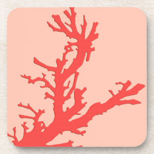Coral branch - shades of coral orange coaster