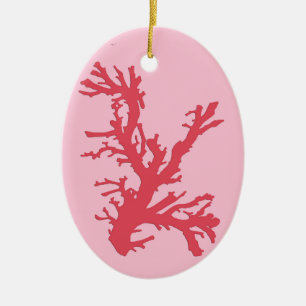 Coral Branch, Shades of Coral Pink Ceramic Tree Decoration