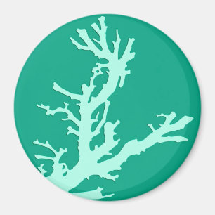 Coral branch - teal and seafoam green magnet