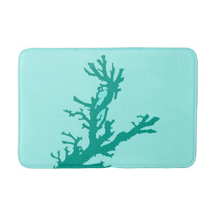 Coral branch - turquoise and aqua bath mat