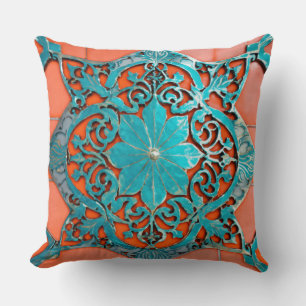 Coral Breeze: Art Nouveau Tiled Motif in Aluminum Cushion