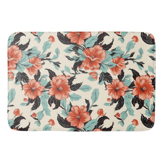 Coral Breeze Floral Bath Mat (Front)