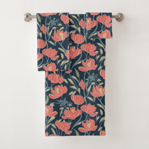 Coral Breeze Floral Bath Towel Set