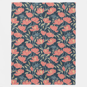 Coral Breeze Floral Fleece Blanket