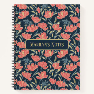 Coral Breeze Floral Personalised Notebook