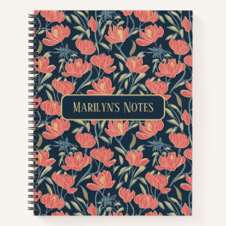 Coral Breeze Floral Personalised Notebook