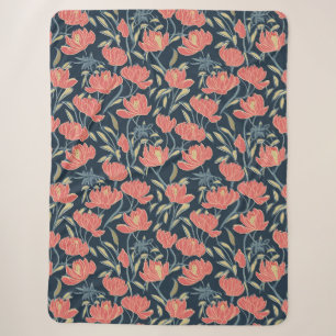 Coral Breeze Floral Sherpa Blanket