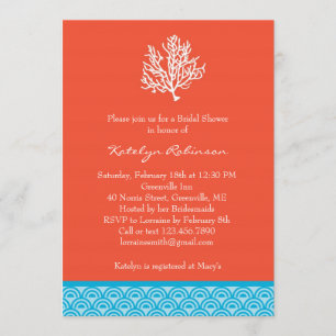 Coral Bridal Shower Invitation