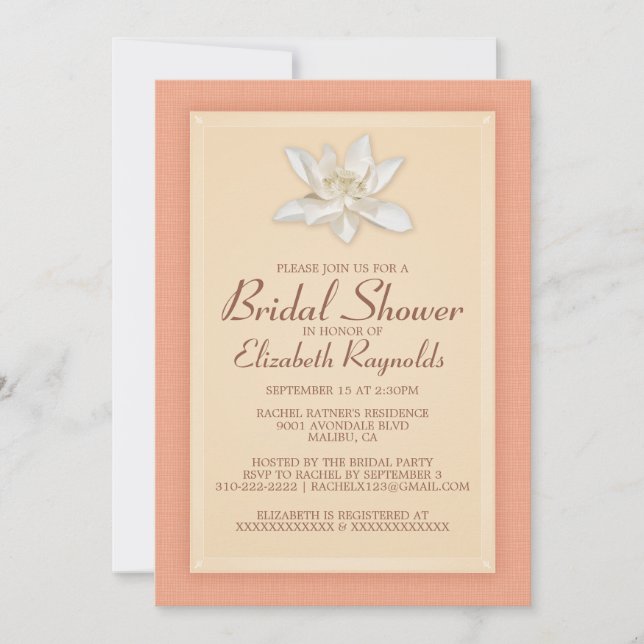 Coral Bridal Shower Invitations (Front)