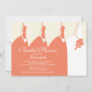 Coral Bride Bridesmaids Bridal Shower Invitation