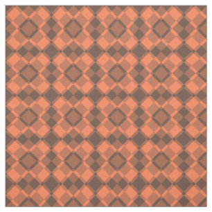 Coral Brown Checker Argyle Pattern Fabric