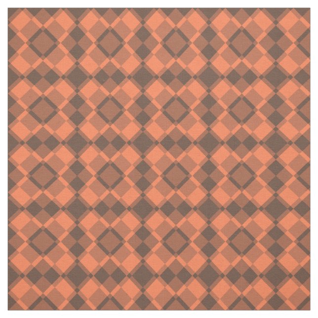 Coral Brown Checker Argyle Pattern Fabric (Swatch)