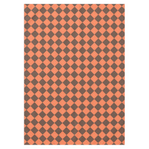 Coral Brown Checker Diamond Pattern Tablecloth