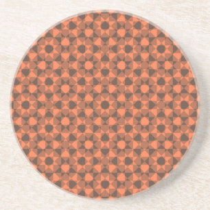 Coral Brown Checker Diamond Plaid Pattern Coaster