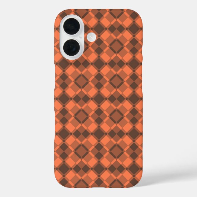 Coral Brown Chequered Argyle Pattern Case-Mate iPhone Case (Back)