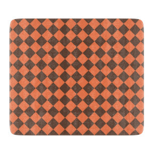 Coral Brown Chequered Diamond Pattern Cutting Board