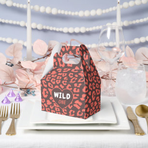 Coral Brown Leopard Print Favour Box