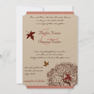 Coral Burgundy Red Lime Tree Wedding Invitation