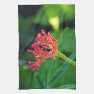 Coral Bush in bloom Tea Towel