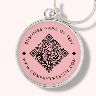 Coral   Business Custom QR Code Keychain