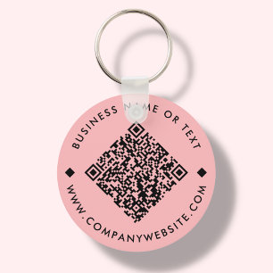 Coral   Business Custom QR Code Keychain