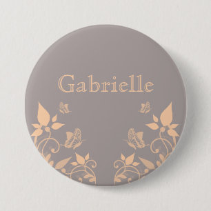 Coral Butterfly Floral Button