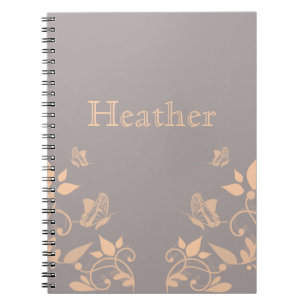 Coral Butterfly Floral Notebook