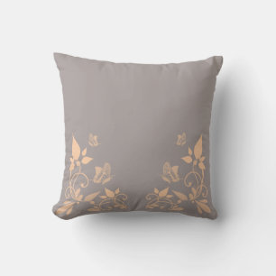 Coral Butterfly Floral Pillow