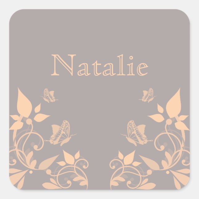Coral Butterfly Floral Stickers (Front)