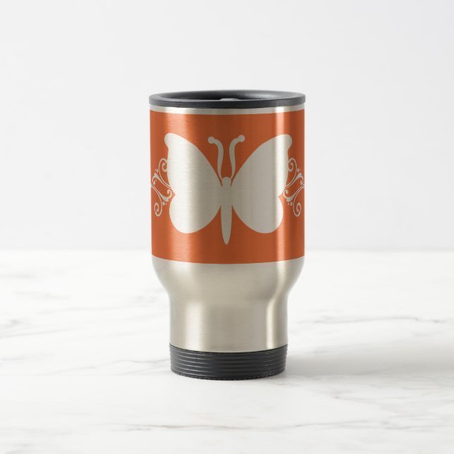 Coral Butterfly Swirls Mug (Center)