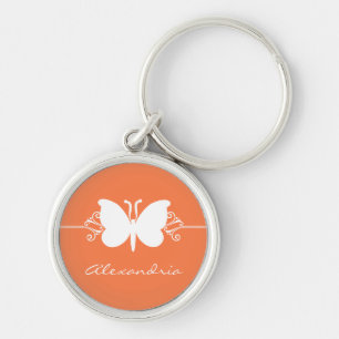 Coral Butterfly Swirls Premium Keychain