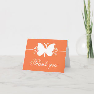 Coral Butterfly Swirls Thank You Card