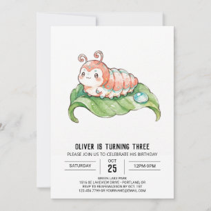 Coral Caterpillar Birthday Invitation