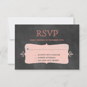 Coral Chalkboard RSVP Card