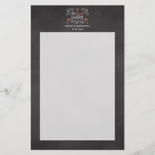 Coral Chalkboard Script Beach Wedding Stationery