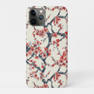 Coral Cherry Blossom Branches Ivory Asian Floral iPhone 11 Pro Case