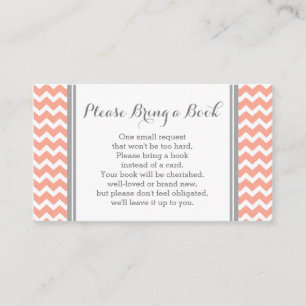 Coral Chevron Baby Shower Book Request Card